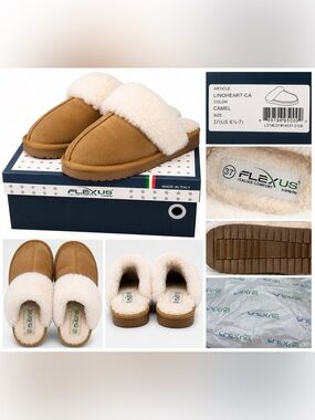 Flexus by Spring Step Linoheart Camel Faux Fur Slippers Women’s US 6.5-7 EU 37
